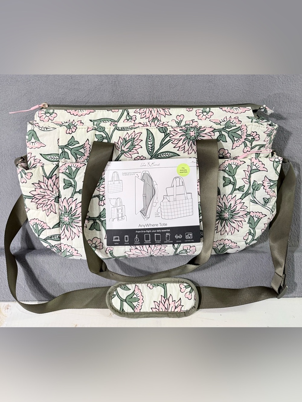 Ink & Barrel - Floral Anywhere Tote in Pink & Green